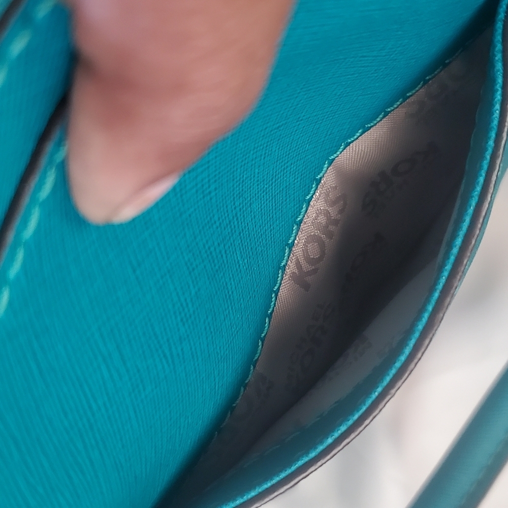 Michael Kors Medium Dome Saffiano Leather Satchel Teal - Picture 13 of 13